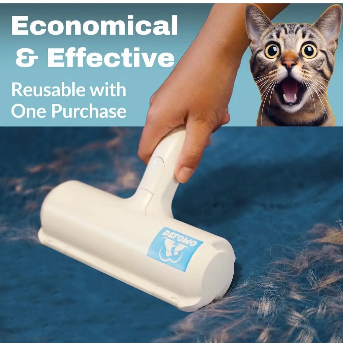 Pet Hair Remover - Lint Roller for Pet Hair - Cat and Dog Hair Remover for Couch, Furniture, Carpet, Car Seat, Reusable Roller W/Self-Cleaning Base