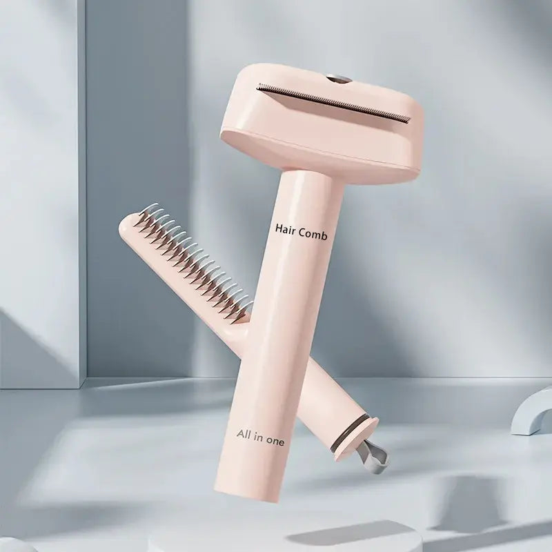 3-IN-1 Pet Comb Pet Grooming Brush and Metal Comb Combo, Cat Brush Dog Brush for Shedding Pet Hair Cleaner Brush Self Cleaning Cat Brush Cat Grooming Brush, Cat Shedding Brush Kitty Hygiene Care Clean Universal Combs & Brushes