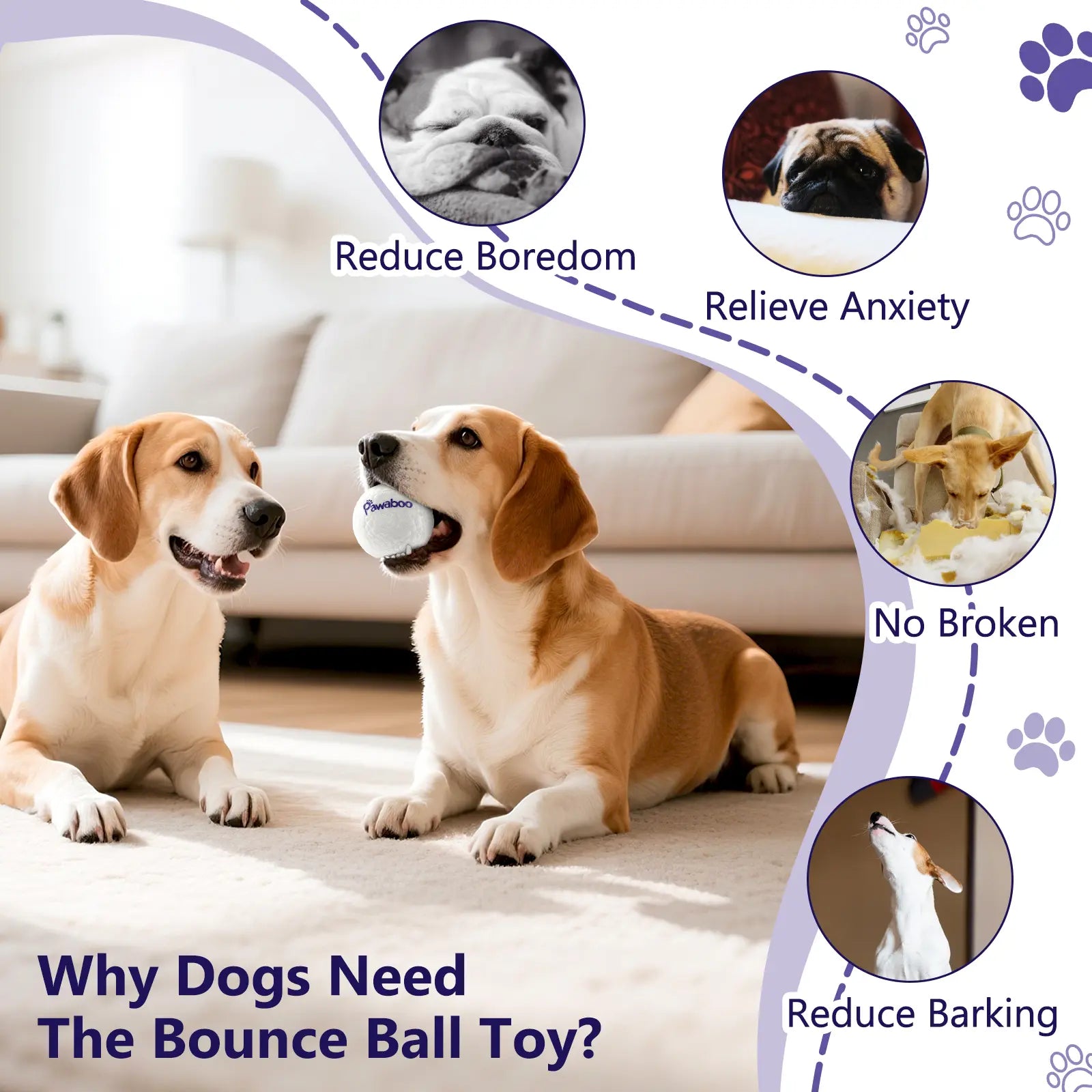 Indestructible Dog Tennis Balls for Aggressive Chewers - Interactive High-Bounce Fetch Toy for Large, Medium, and Small Dogs and Puppies