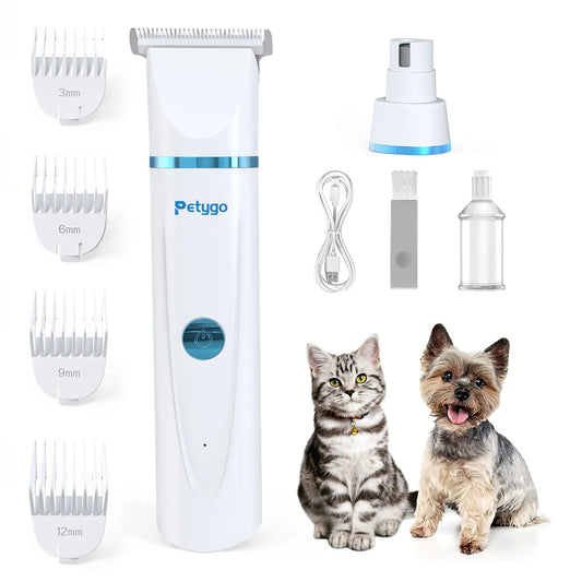 Petygo 4-In-1 Dog Grooming Kit with Nail Grinder & Dog Paw Trimmer - Customer'S Choice, Low-Noise, Rechargeable, Cordless, Electric, Quiet Hair Shave Clippers Set for Dogs, Cats, and Paw Pets - Most Loved Gift,Thanksgiving, Christmas, New Year Gifts