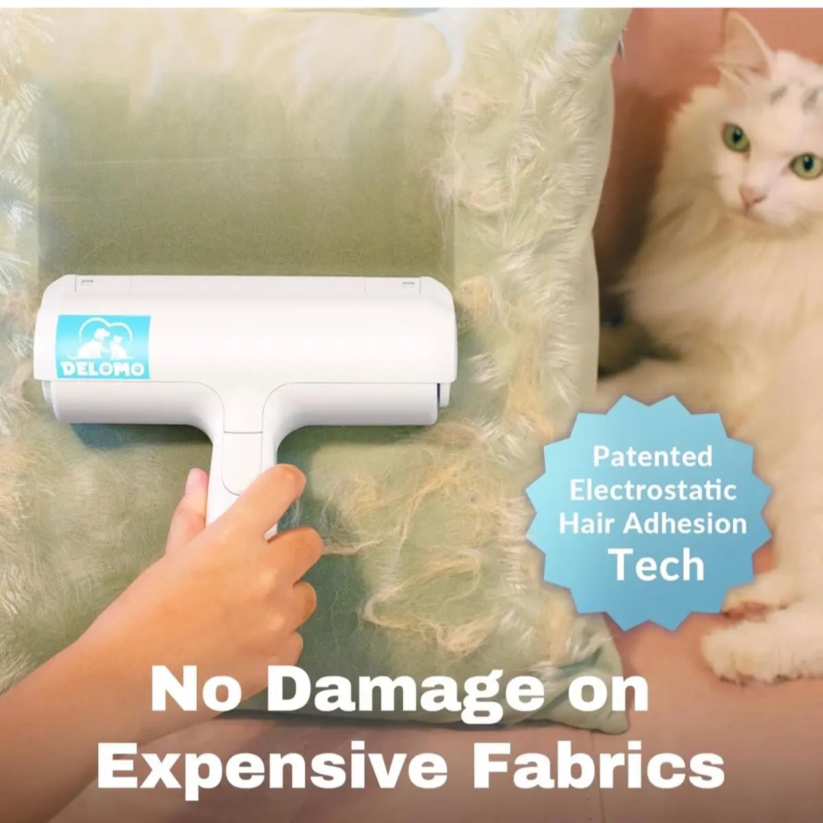 Pet Hair Remover - Lint Roller for Pet Hair - Cat and Dog Hair Remover for Couch, Furniture, Carpet, Car Seat, Reusable Roller W/Self-Cleaning Base