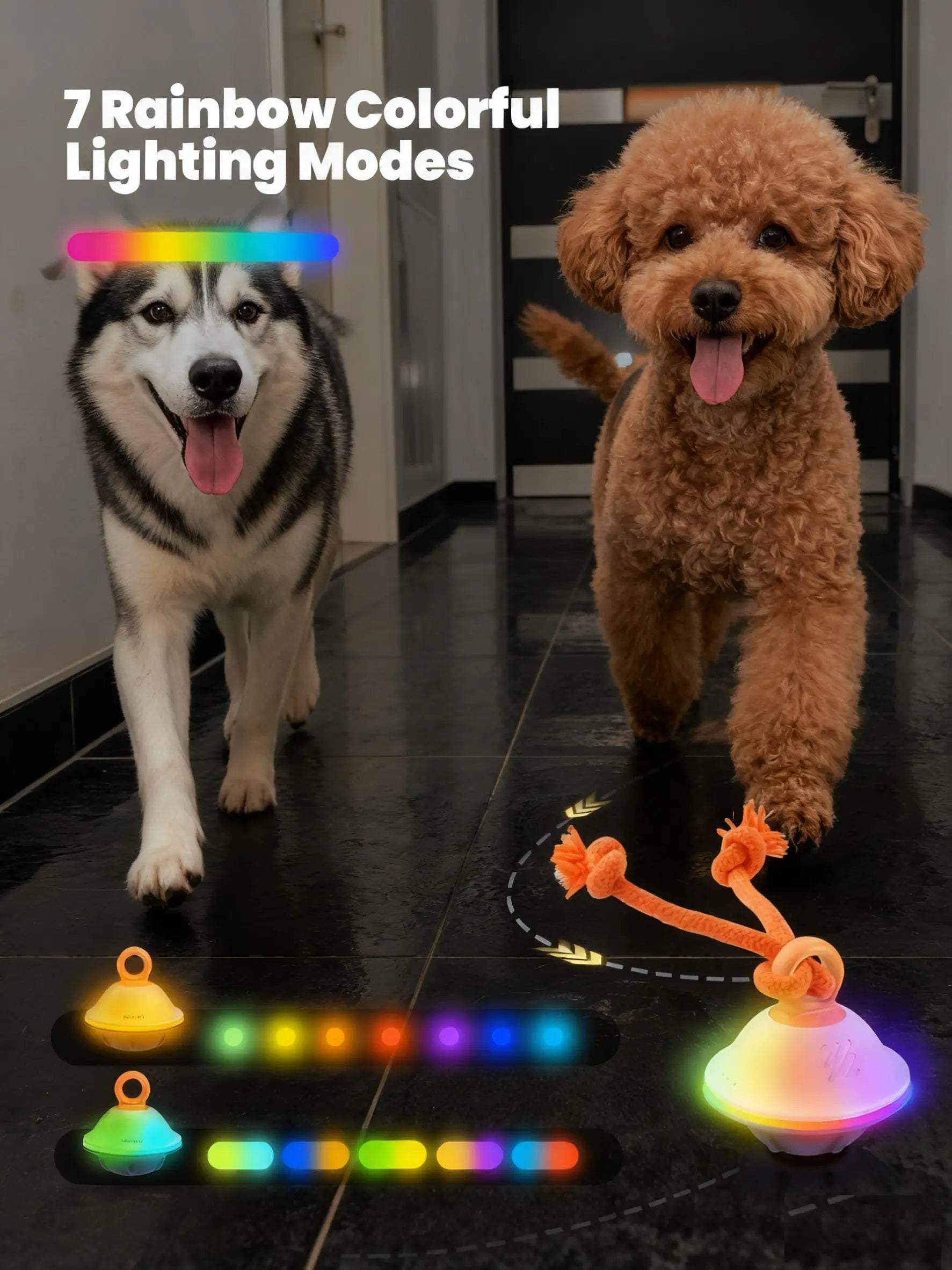 Automatic Moving & Rolling Interactive Toy, Ball with Rope for Boredom Relief in Small and Medium Dogs and Cats.